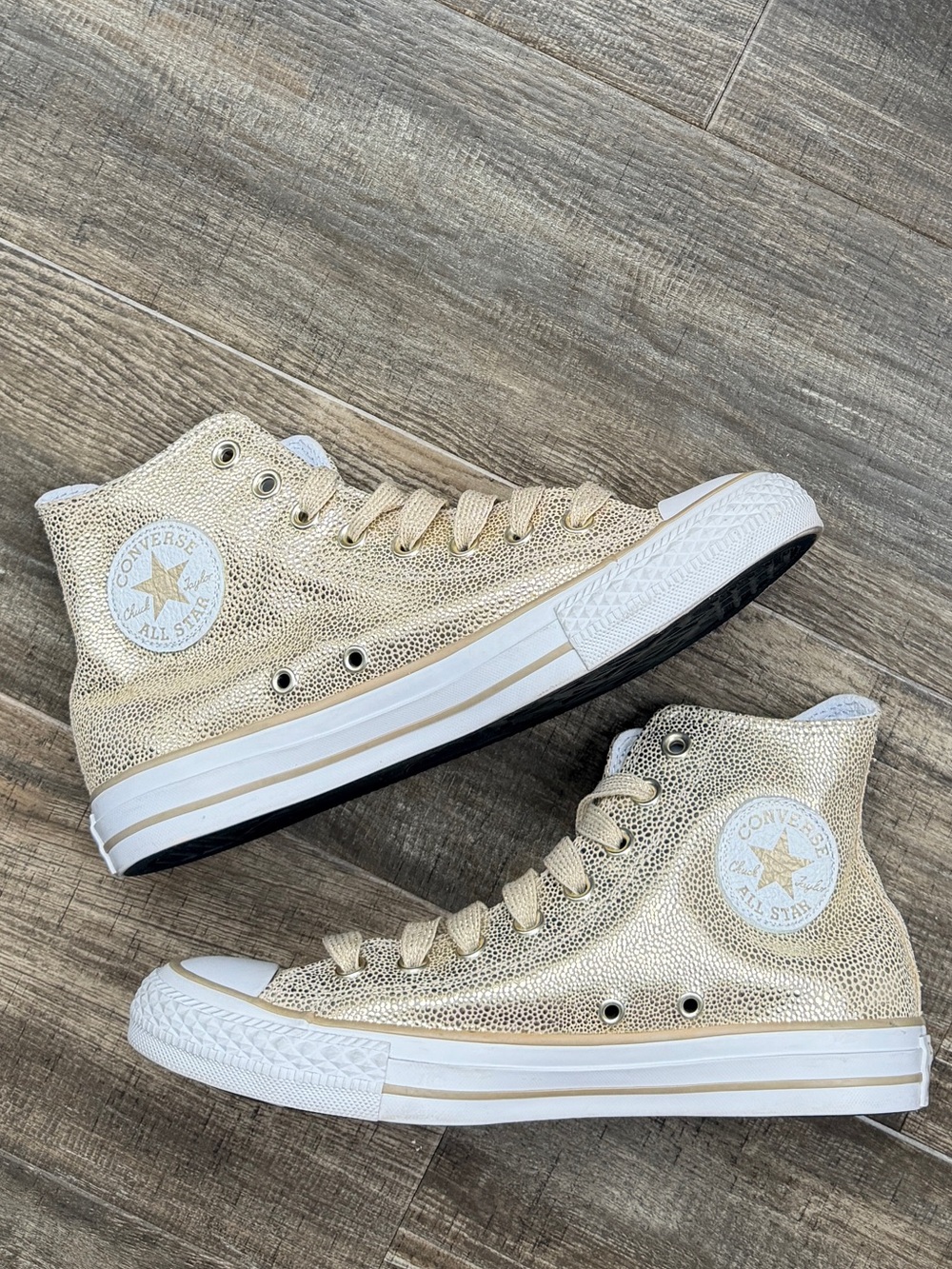 Converse All Star Hi sneakers in gold glitter #converse #glitter sz 8.5 women’s - Picture 1 of 6